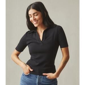 American Giant Women's Luxe Rib Popover Polo Shirt